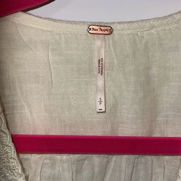 Free People Laurie Embroidered Blouse BEIGE SIZE SMALL - Picture 4 of 5